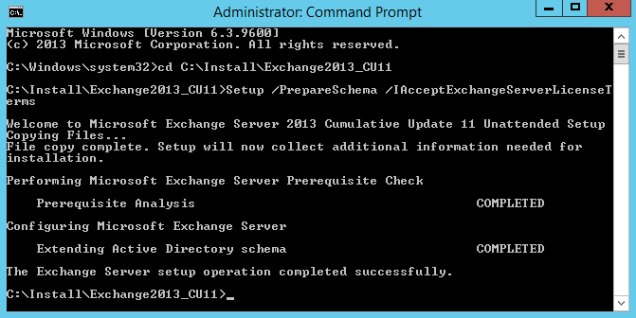 Figure 4. Output from the prepare schema command
