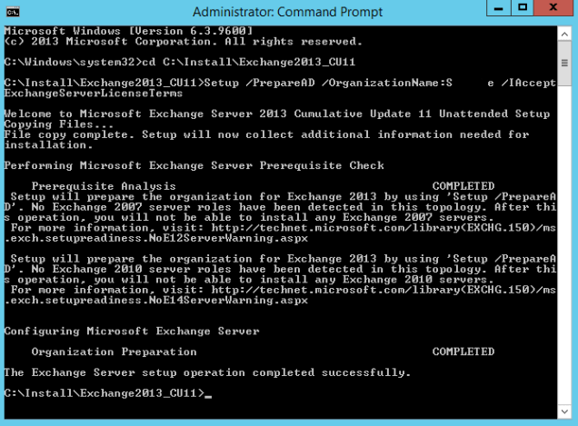 Figure 5. Output from the prepare AD command